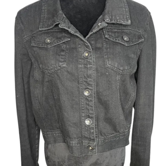 Highway Jeans VTG Black Women’s Crop Graffiti Jean Jacket. Size XL - Picture 2 of 6